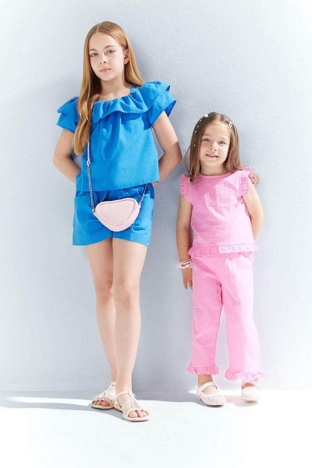 2-Piece Set Sleeveless T-Shirt with Elastic Waist and Bottoms for Baby Girl E8388A525Sm