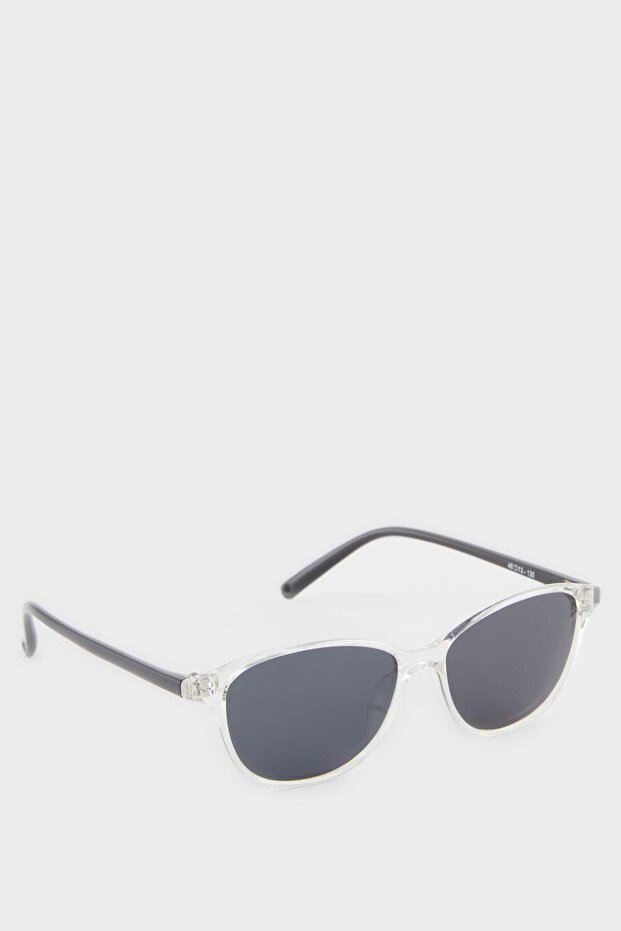 Round Clear Plastic Frame Black Glass Polarized Sunglasses Girls Kids F4312A8Ns
