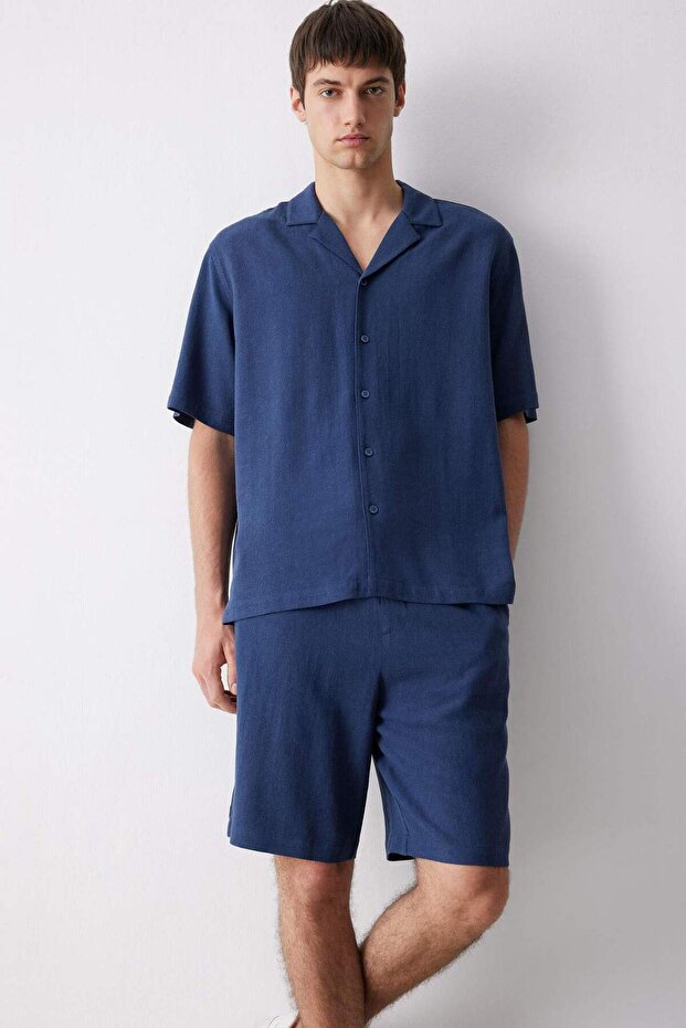 Relax Fit Polo Neck Cotton Summer Short Sleeve Shirt D8875Ax25Sm
