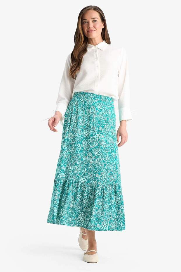 Patterned Maxi Hijab Skirt B2426Ax25Sm