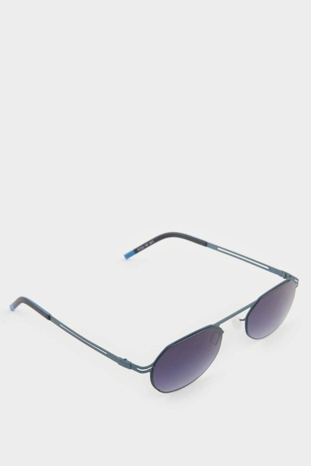 Men's Small Oval Gray Metal Frame Smoked Glass Uv Sunglasses F0494Axns
