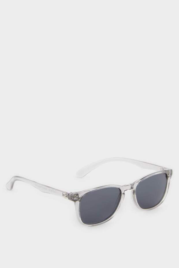 Round Grey Plastic Frame Black Glass Polarized Sunglasses Boy's F4451A8Ns
