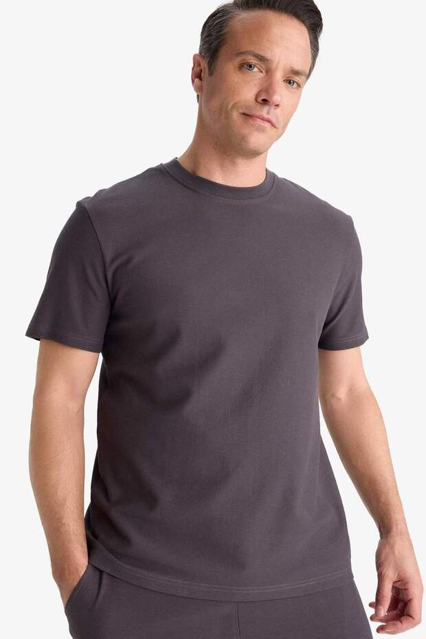 100% Cotton Regular Fit Crew Neck Short Sleeve Heavy Fabric T-Shirt E2589Ax25Sm