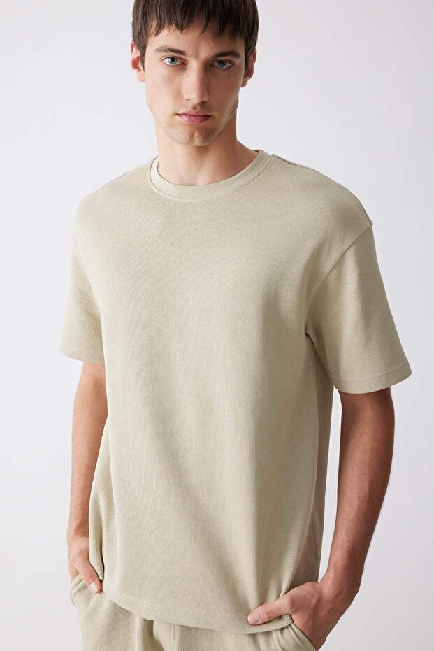 100% Cotton Boxy Fit Crew Neck Short Sleeve T-Shirt E0493Ax25Sm