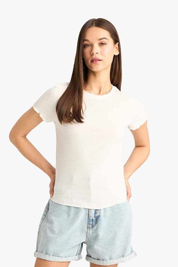 Fıtted Basıc Beyaz Tişört F3486AXNS - 4