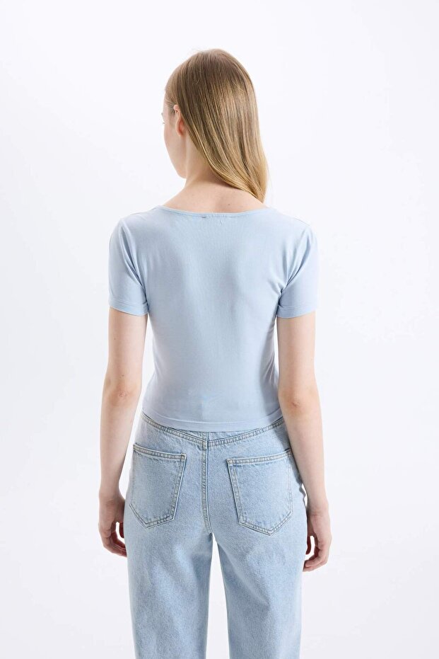 Fıtted U Yaka Basıc Tişört C6102AX25SM - 5