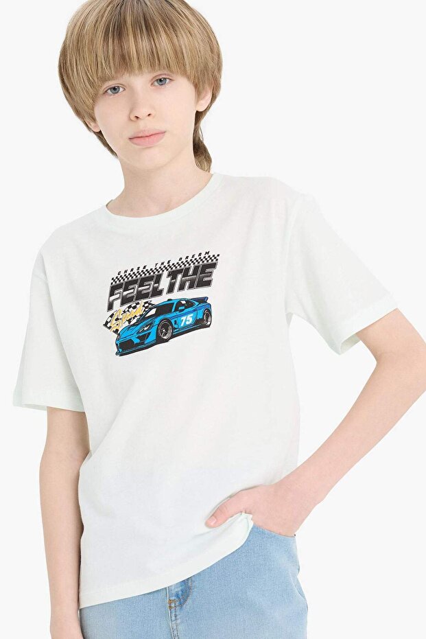 Crew Neck Printed Short Sleeve T-Shirt Boys' F0176A825Sm