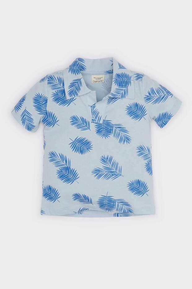 100% Cotton Polo Collar Palm Pattern Short Sleeve T-Shirt Baby Boy E6764A525Sm