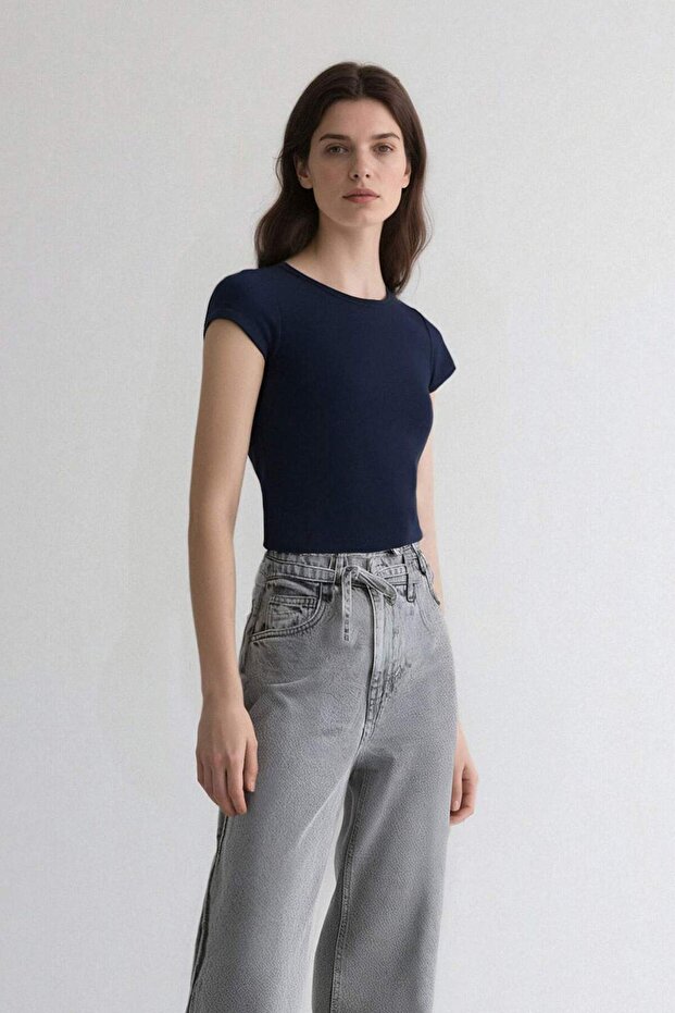 Coool Fıtted Basıc Ribana Tişört F4609AXNS - 4