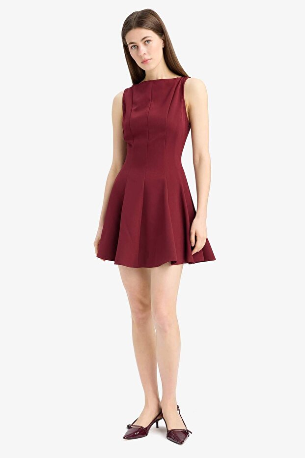 Kajak-Ausschnitt Basic Mini-Abendkleid F0205AX25SP - 2