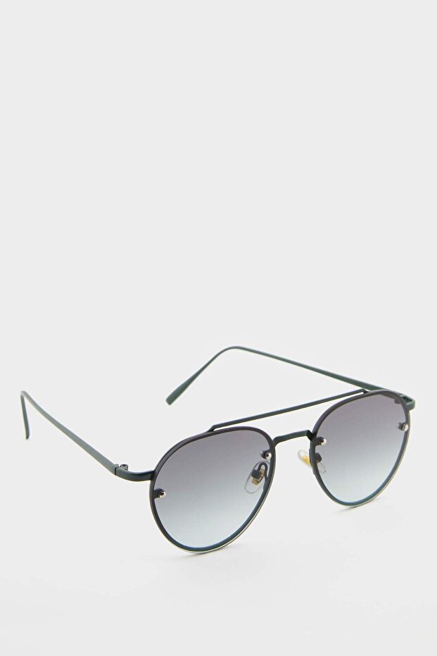 Women's Black Metal Frame Smoked Glass Pilot Uv Sunglasses F0600Axns