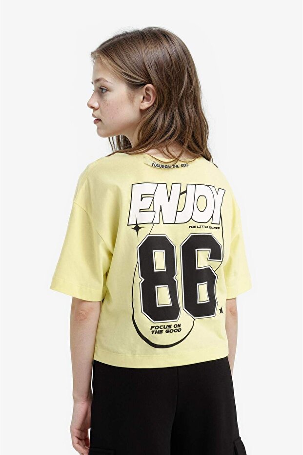 100% Cotton Oversize Wide Fit Crew Neck Back Print Short Sleeve T-Shirt Girls E1897A825Sm