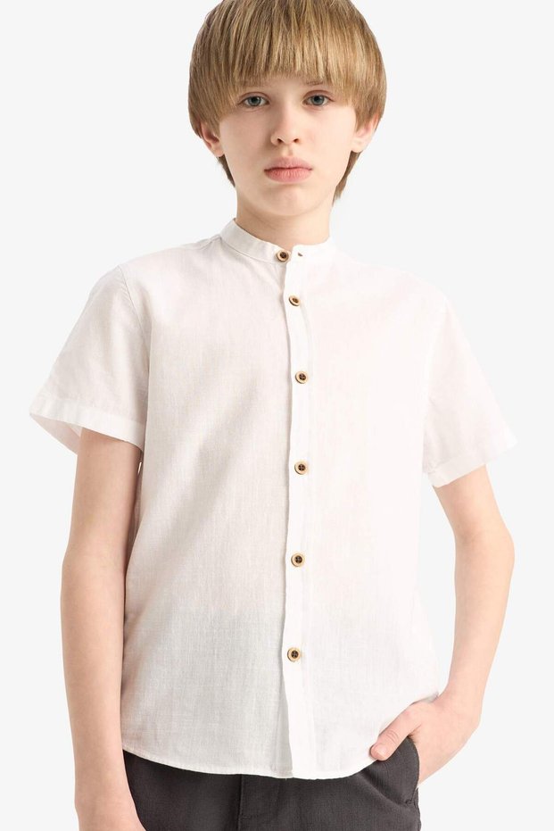 100% Cotton Judge Collar Short Sleeve Shirt for Boys F3583A825Sm