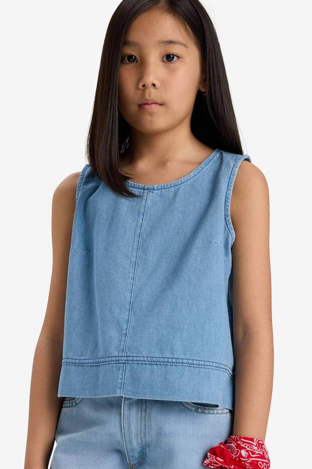 100% Cotton Sleeveless Jean Blouse Girls E6194A825Sm