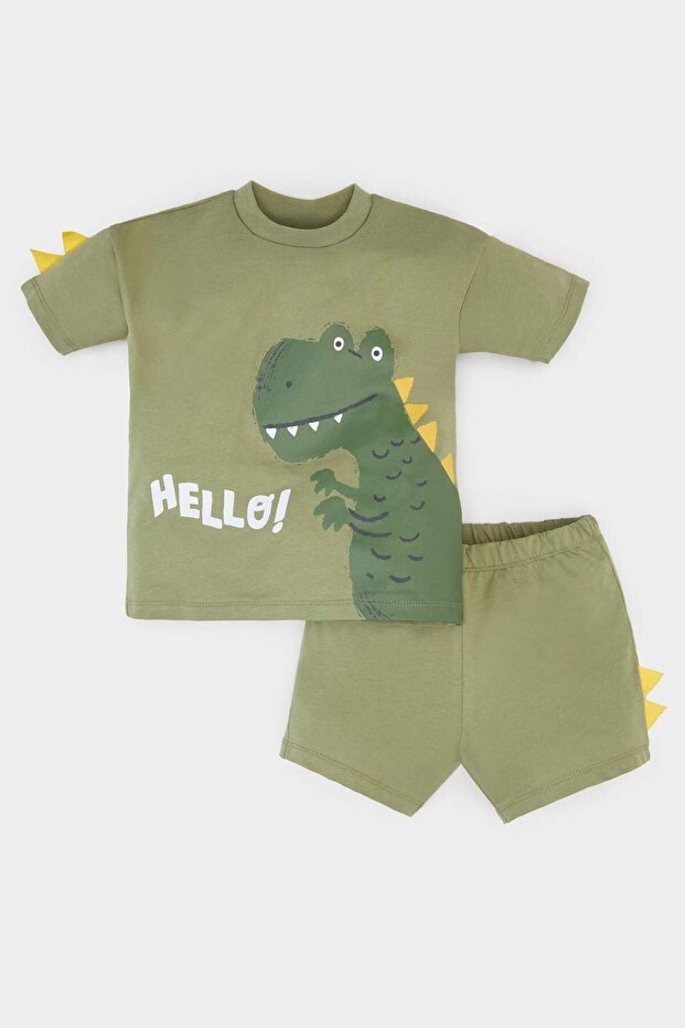 2Pcs Sets Dinosaur Printed Short Sleeve T-Shirt Shorts Baby Boy E8732A525Sm