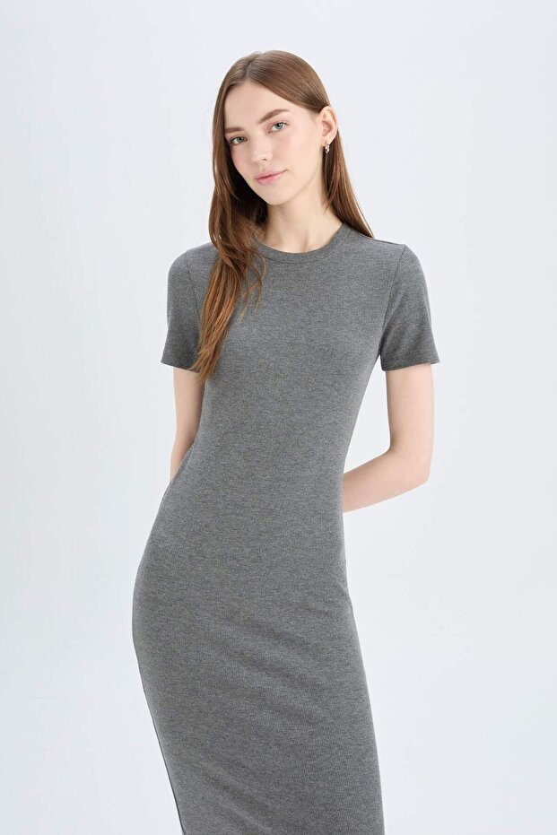 Bodycon Bodycon Basic geripptes Camisole-Midikleid E6926AX25SP - 4