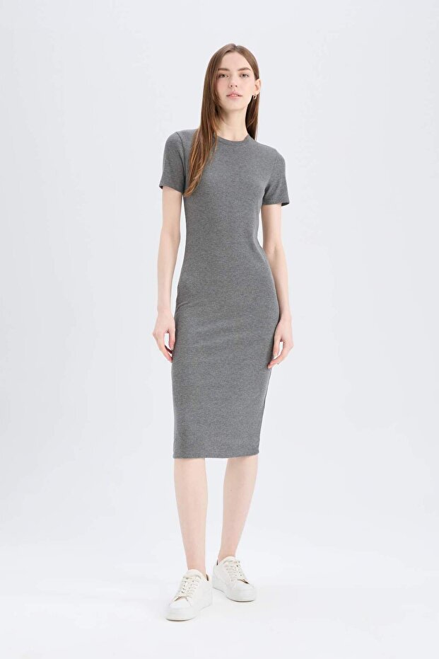 Bodycon Bodycon Basic geripptes Camisole-Midikleid E6926AX25SP - 2