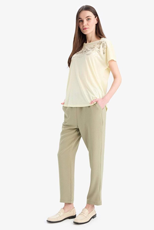 Straight Fit Pocketed Basic Aerobin Pants E6769Ax25Sp - 3
