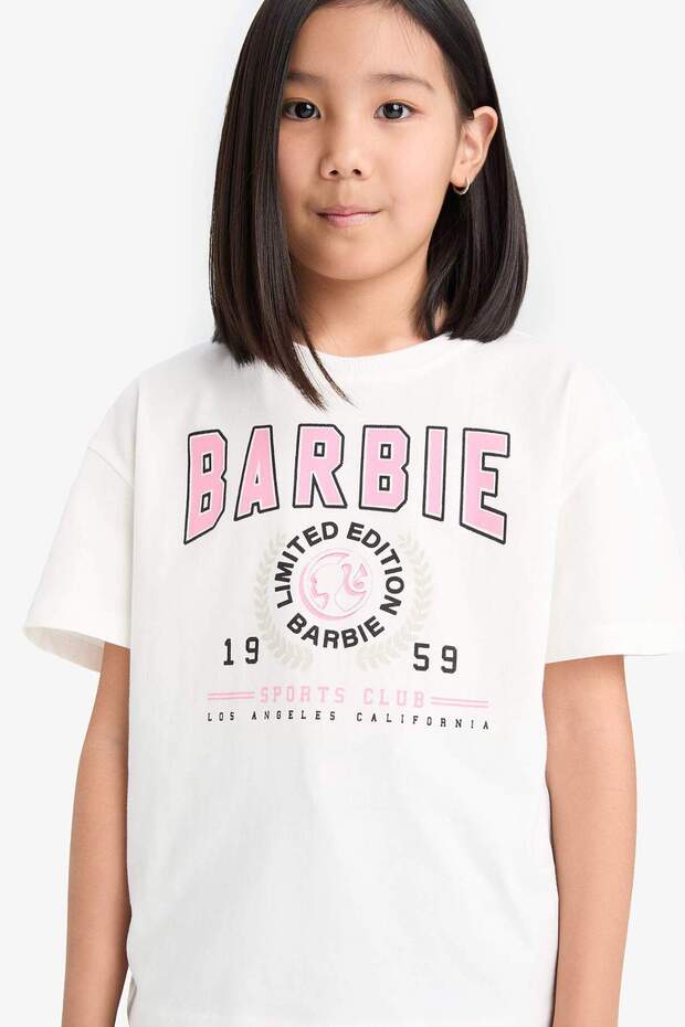 100% Cotton Barbie Relax Fit Crew Neck Short Sleeve T-Shirt Girls E2630A825Sm