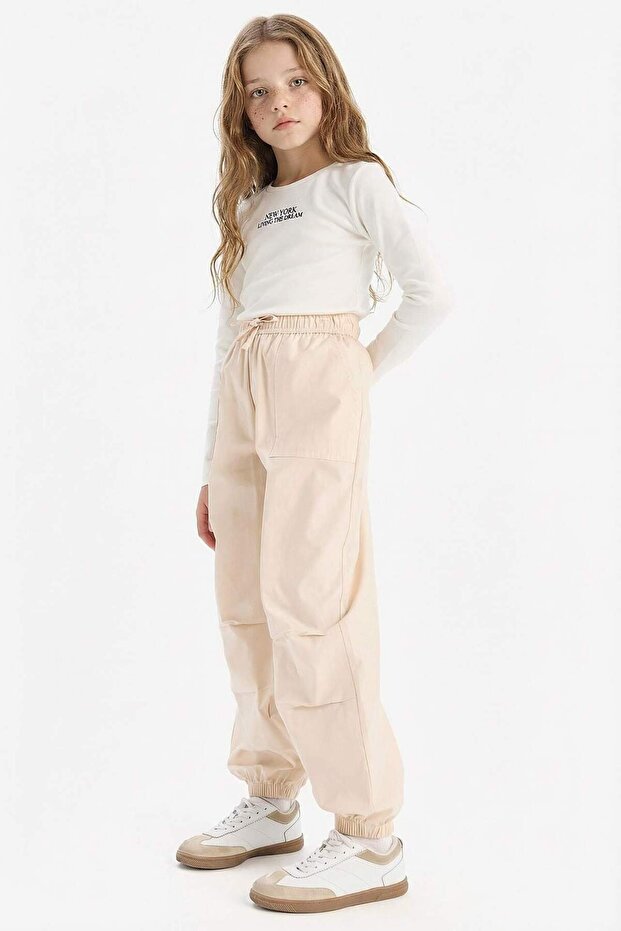100% Cotton Parachute Jogger Cotton Trousers for Girls D7606A825Sm