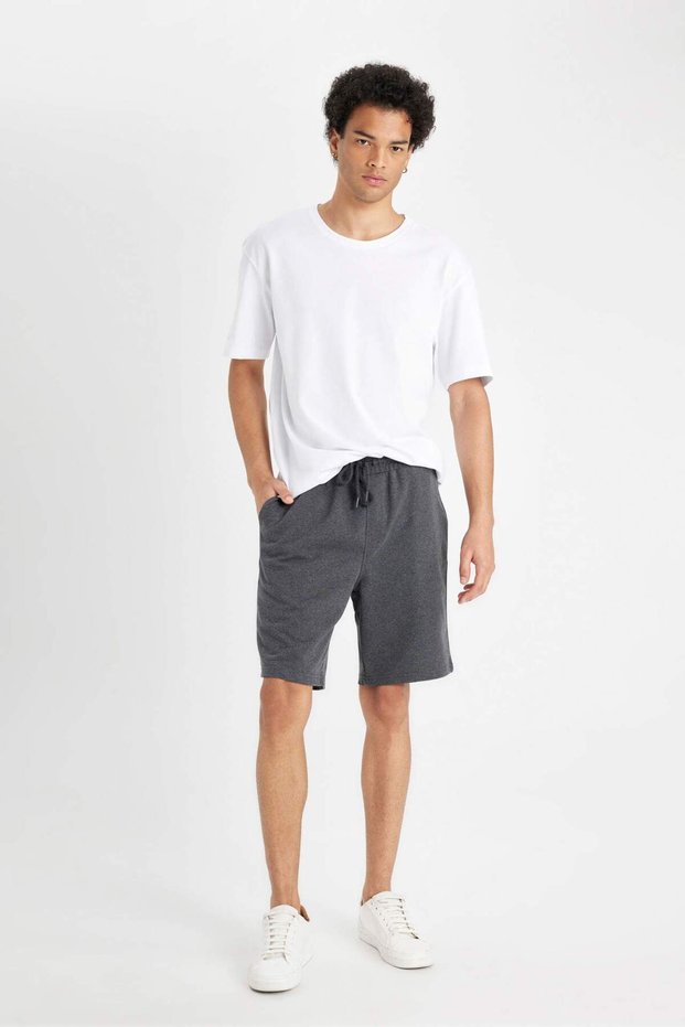 Slim Fit Pockets Basic Plain Shorts R3442Az24Sm