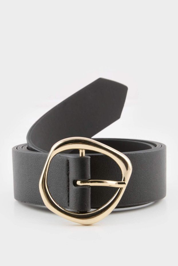 Women's Oval Buckle Faux Leather Jean Belt F1900Axns