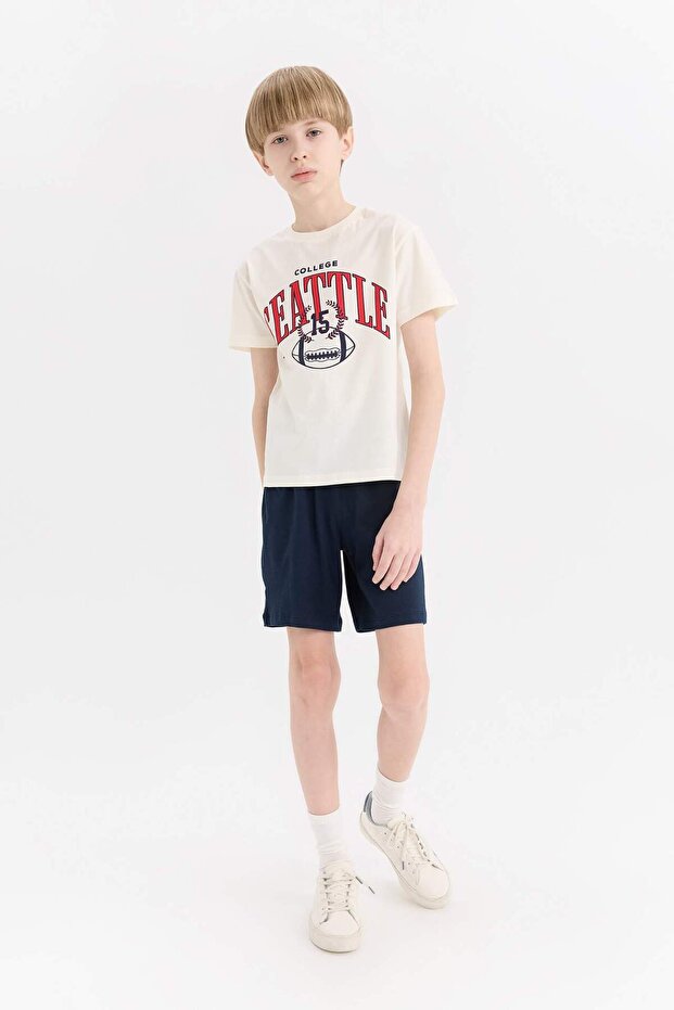 2-Piece Set Printed Short-Sleeved T-Shirt Elastic Waist Shorts Boys E4691A825Sm