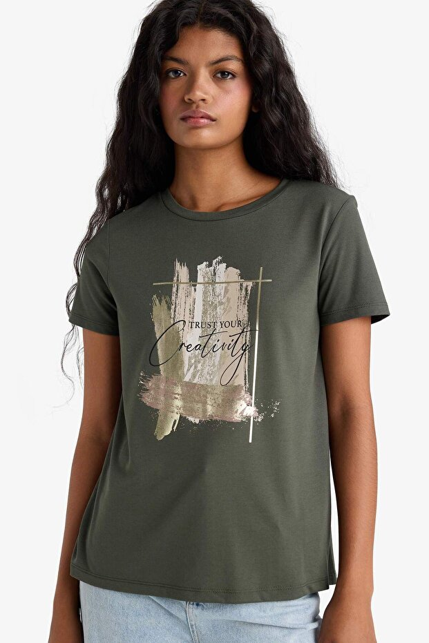Relax Fit Crew Neck Printed Short Sleeve T-Shirt E5062Ax25Sp