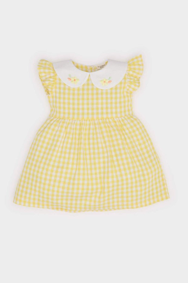 Baby Collar Checkered Short Sleeve Poplin Summer Dress Baby Girl C4536A525Sm