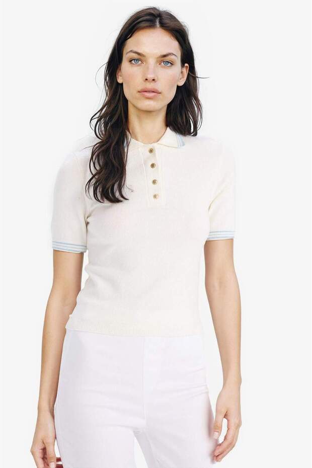 Slim Fit Slim Fit Polokragen Basic Solid Knitwear Kurzarmpullover E5038AX25SP - 3