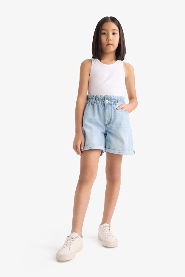 Paperbag Jean Shorts for Girls B8113A825Sm
