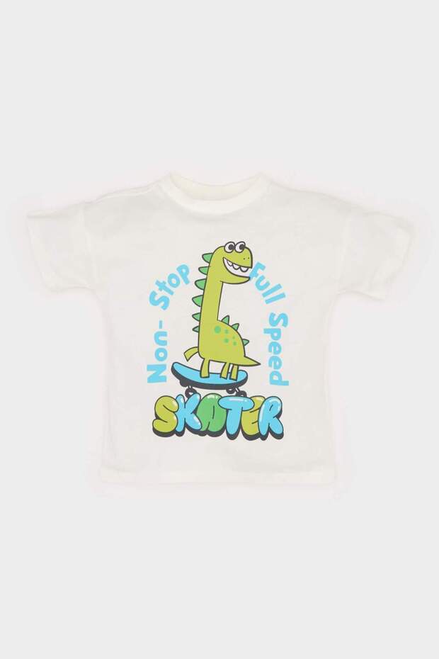 Crew Neck Dinosaur Printed Short Sleeve T-Shirt Baby Boy E5982A525Sm