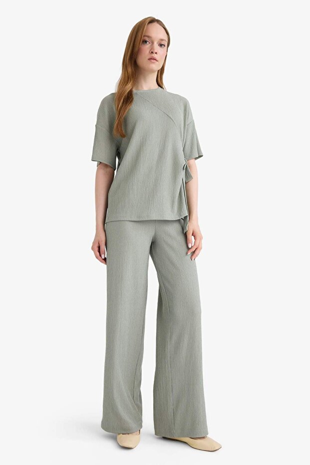 Wide Leg Double Pocket High Waist Elastic Wide Leg Pants E7434Ax25Sm