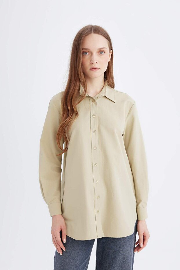 Relax Fit Basıc Poplin Gömlek Tunik D7341AX25SP - 4