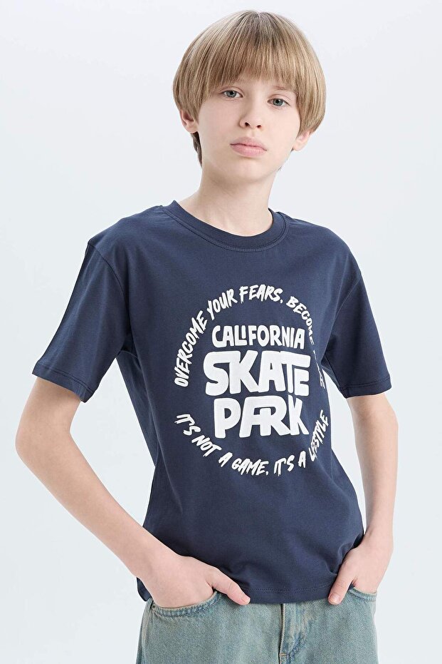 Boy's Crew Neck Printed Short Sleeve T-Shirt D9261A825Sm