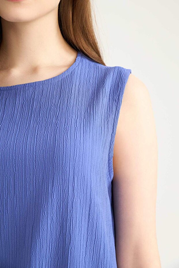 Basıc Gofre Dokulu Midi Elbise E1822AX25SP - 4