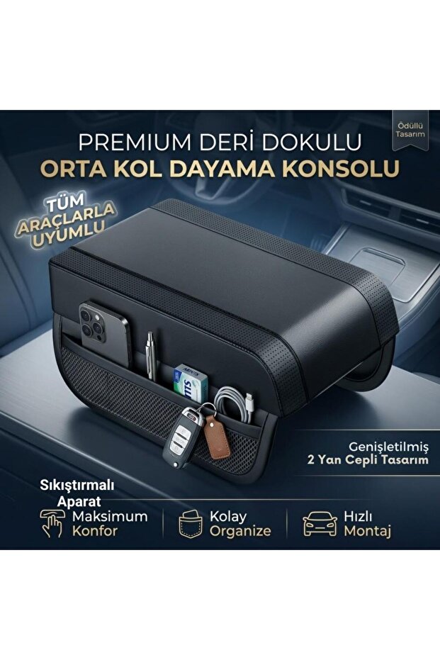 coofbe Premıum Yumuşak 2 Yan Cüzdanlı Araç Kol Dayama Padi. Kol Dayama Yastığı Araç İçi Organizer Ko