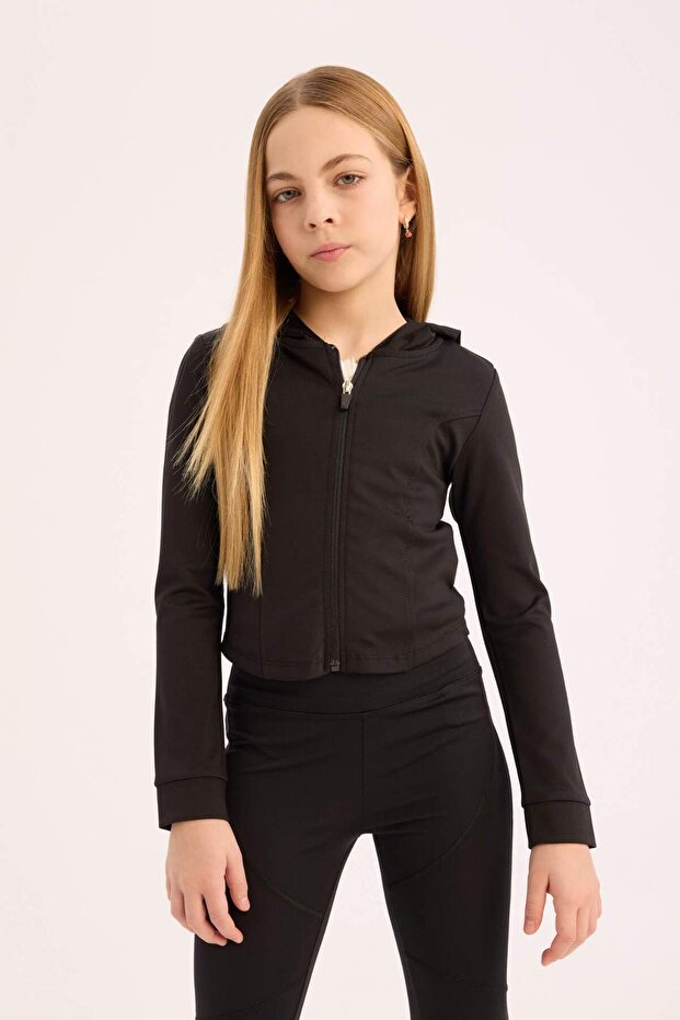 Hooded Soft Fleece Zippered Sweatshirt for Girls D9788A825Sp