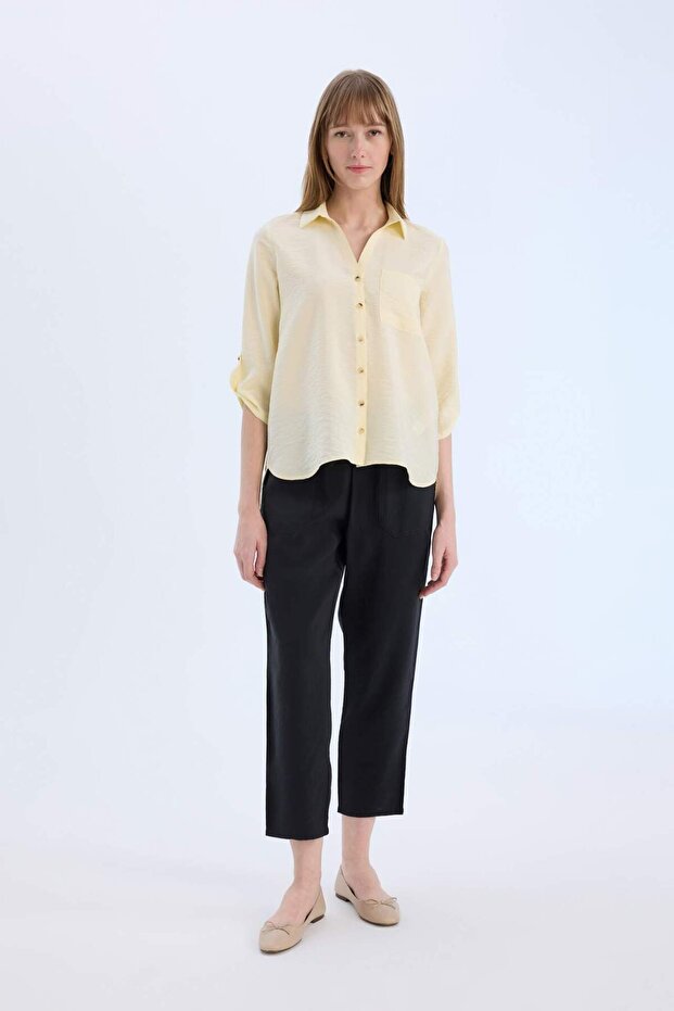 Regular Fit Basic Solid Long Sleeve Shirt M9407Az - 2