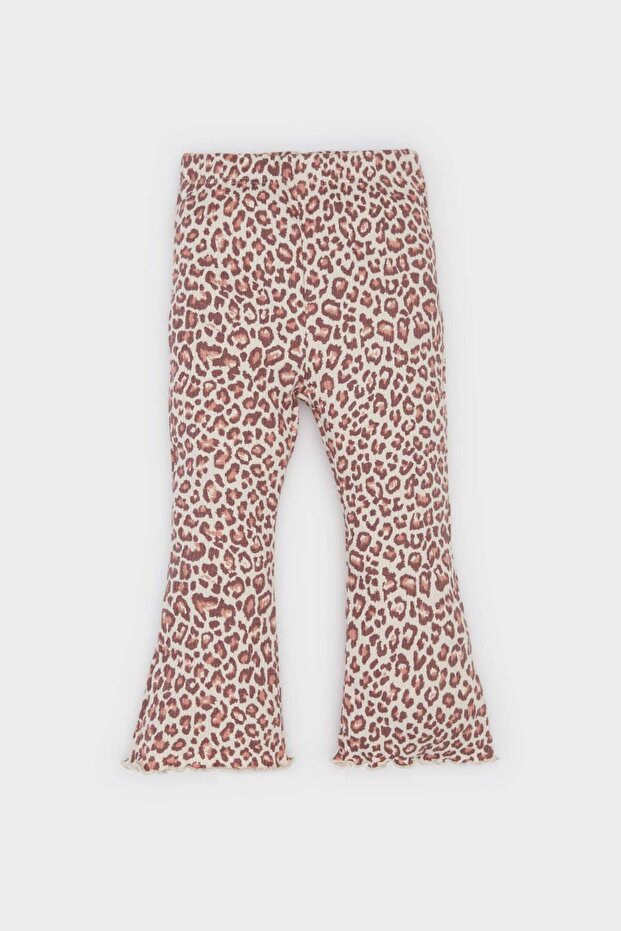 Leopard Printed Pieces Corded Fabric Ribbed Knit Baby Girl Leggings E5105A525Sp