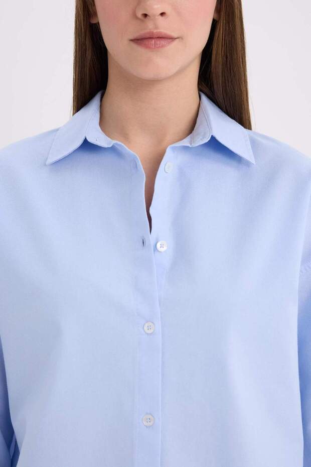 %100 Pamuk Oversıze Basıc Oxford Gömlek C4597AX25SP - 8