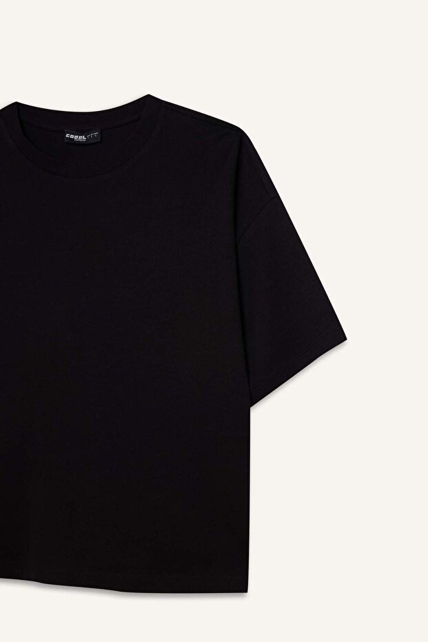 %100 Pamuk Loose Fıt Basıc Kalın Tişört E0291AX25SM - 7