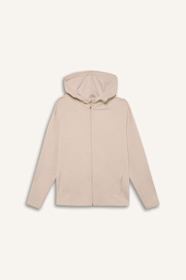 Defactofit Standard Fit Hooded Double Pocket Zippered Sweatshirt D7121Ax25Sp
