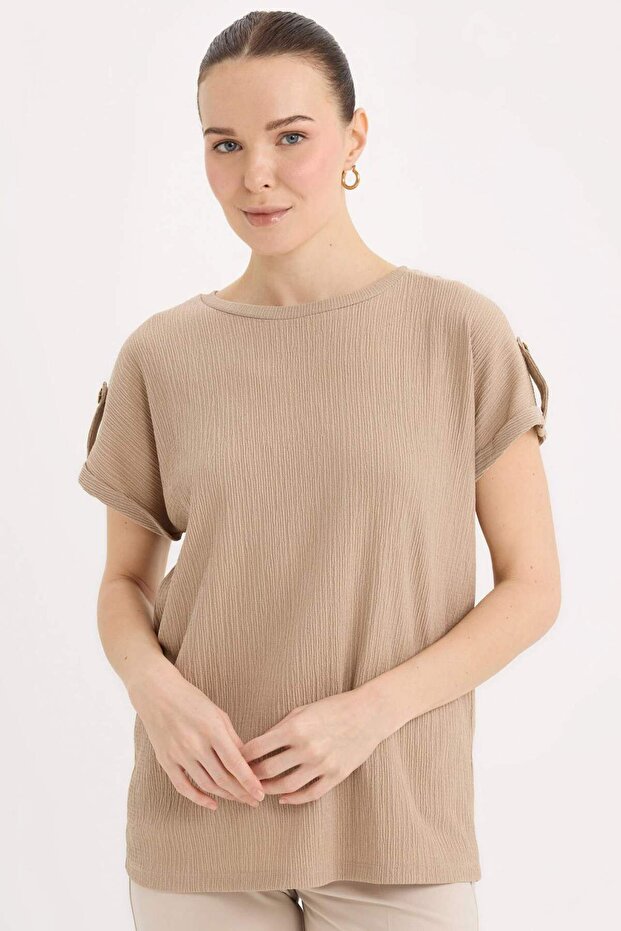 Regular Fit Crew Neck Wrinkled Short Sleeve T-Shirt D3198Ax25Sp