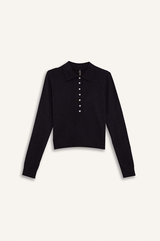 Basic-Strickpullover mit regulärer Passform und Polokragen D6259AX25SP - 8