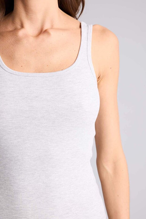 Slim Fit Basic Plain Round Neck Ribbed Camisole Undershirt E5540Ax25Sm - 4