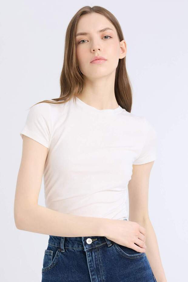 Fıtted Basıc Modal Beyaz Tişört E4519AX25SP - 1