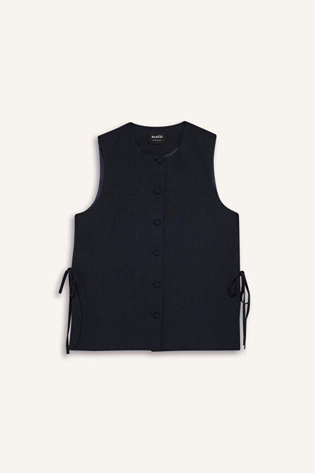 Yanları Bağcıklı Basıc Dokuma Süveter E1264AX25SP - 4