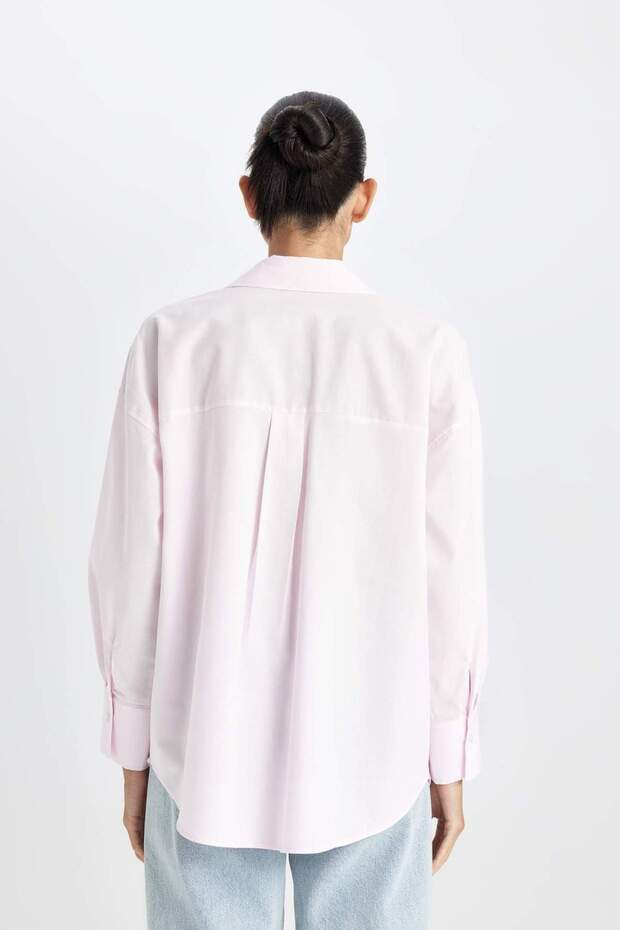 %100 Pamuk Oversıze Basıc Oxford Gömlek C4597AX25SP - 6