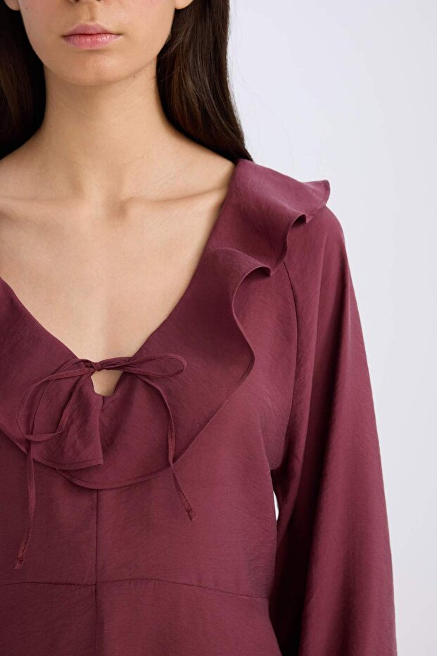 V Yaka Basıc Modal Mini Elbise E4213AX24WN - 4